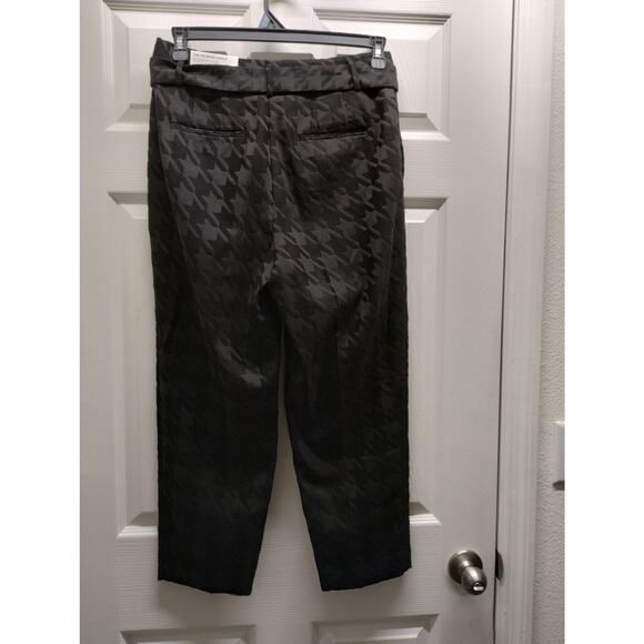 Ann Taylor NWT Size 8p Black Houndstooth Tie Waist Ankle High Rise Tapered Pants - Picture 3 of 8